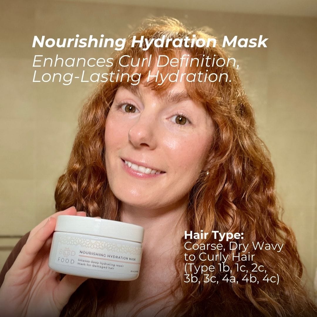 Picture showing the Nourishing Hydration Mask for Coarse, Dry Wavy to Curly hair (type 1b, 1c, 2c, 3b, 3c, 4a, 4b, 4c)