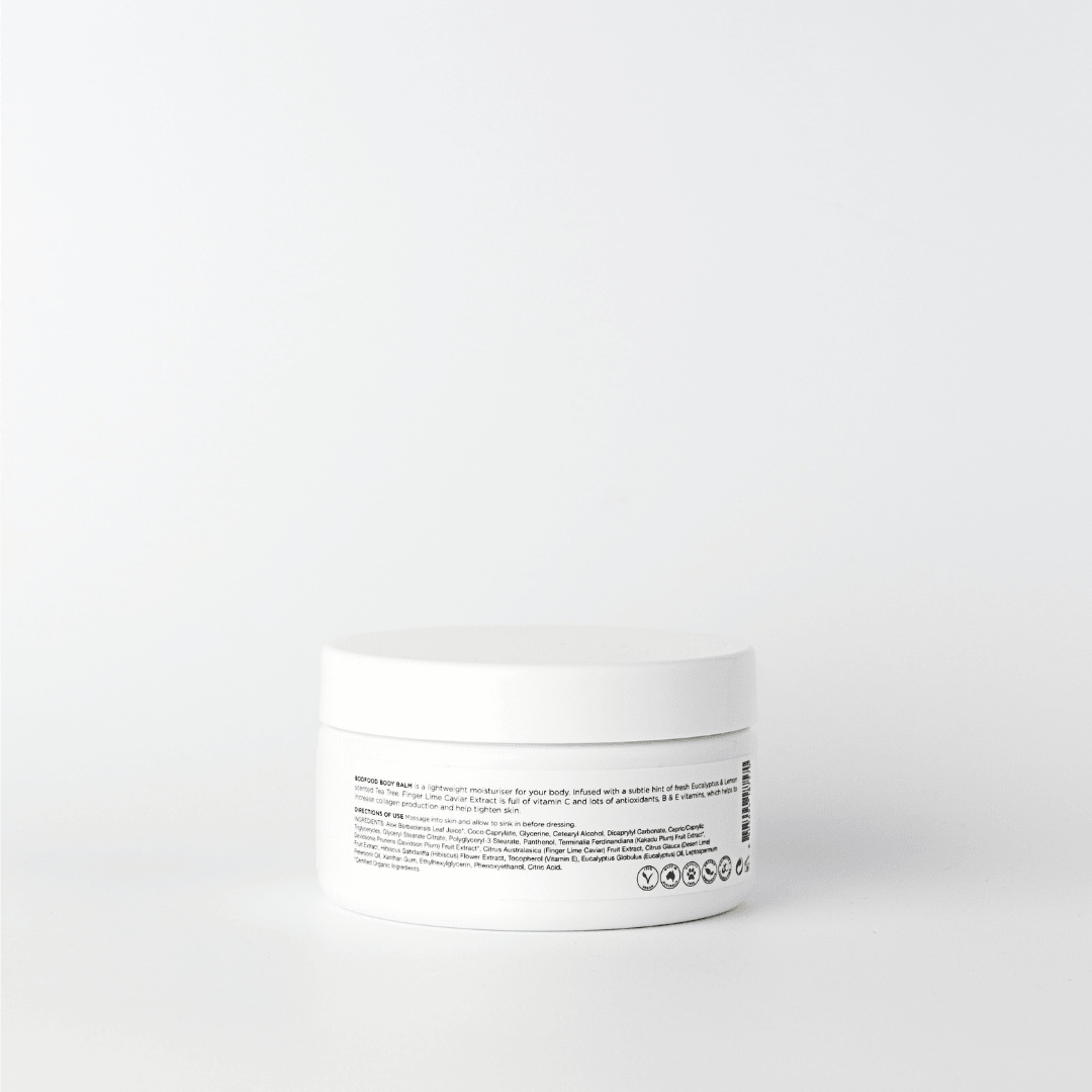 Rear label of the BodFood Nourishing Face and Body Balm